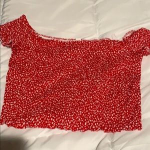 Garage smocked off the shoulder top